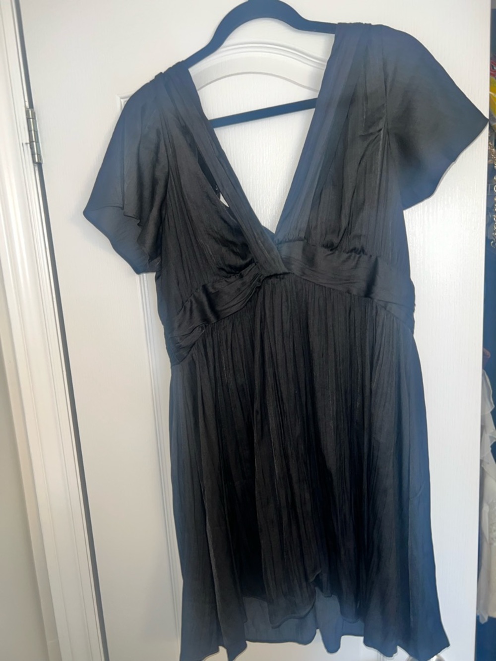 Anthropologie Black V-Neck Mini Dress